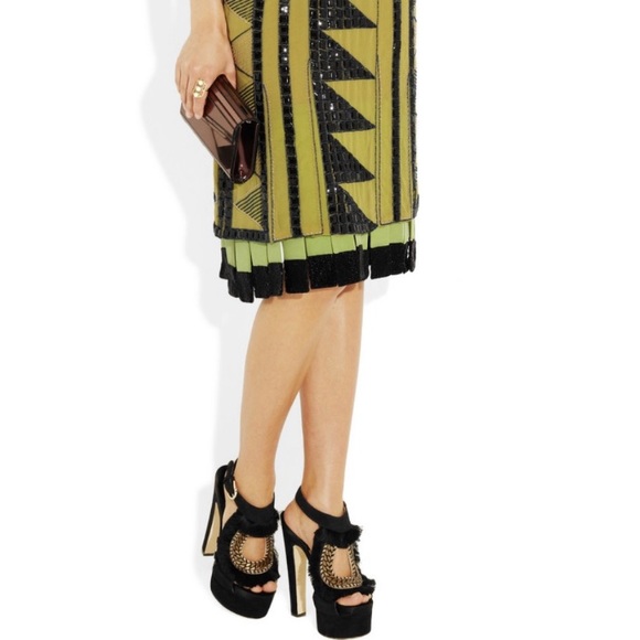 Brian Atwood Blanco Fringe & Chaintrimmed Sandals - Picture 2 of 7